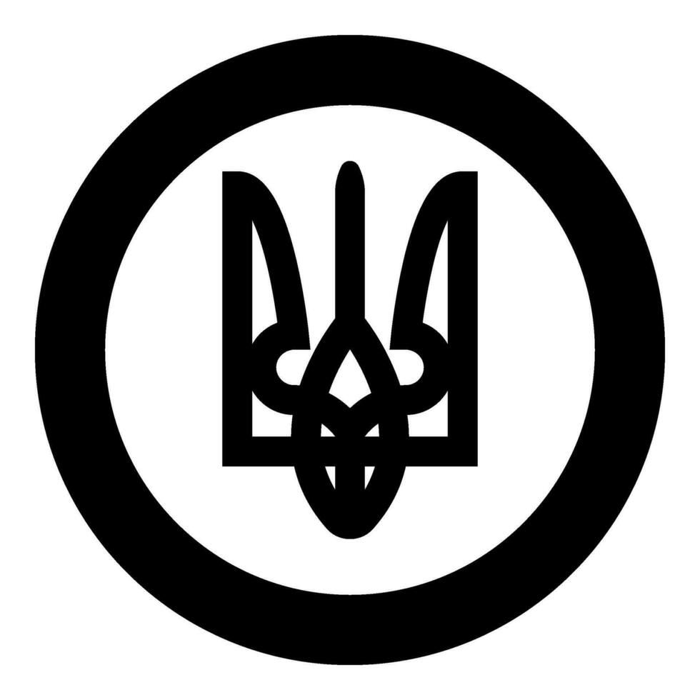 embleem van Oekraïne icoon in cirkel ronde zwart kleur vector illustratie beeld solide schets stijl