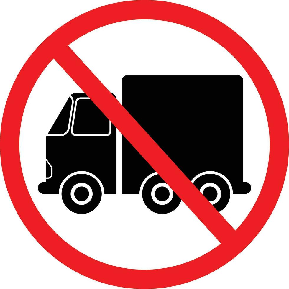 Nee zwaar vrachtwagen, vrachtwagen beperking icoon teken vector