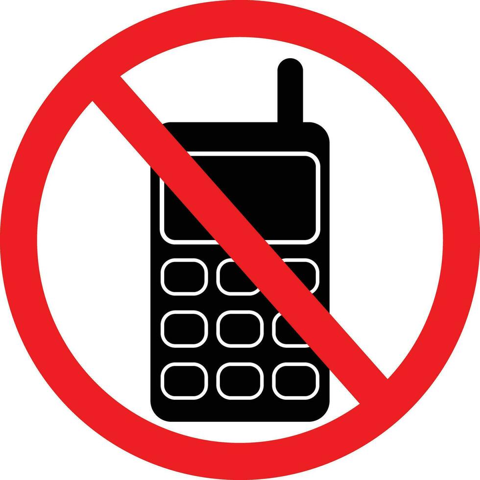 Nee cel, mobiel telefoon symbool. verbod teken. beperking icoon vector