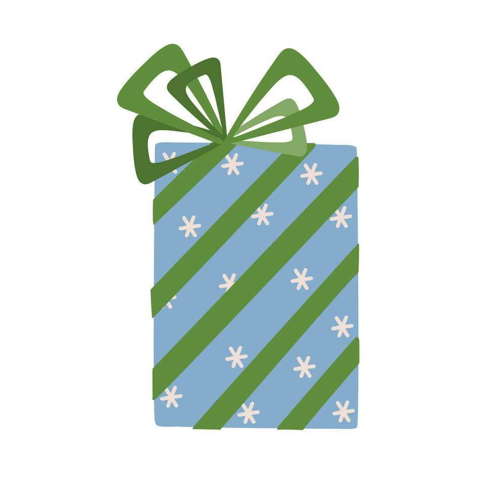 Kerstmis geschenk doos met lint en boog rood en beige vector illustratie, vrolijk Kerstmis en gelukkig nieuw jaar feestelijk traditioneel winter vakantie decor, ornament voor poster, groet kaart, sticker