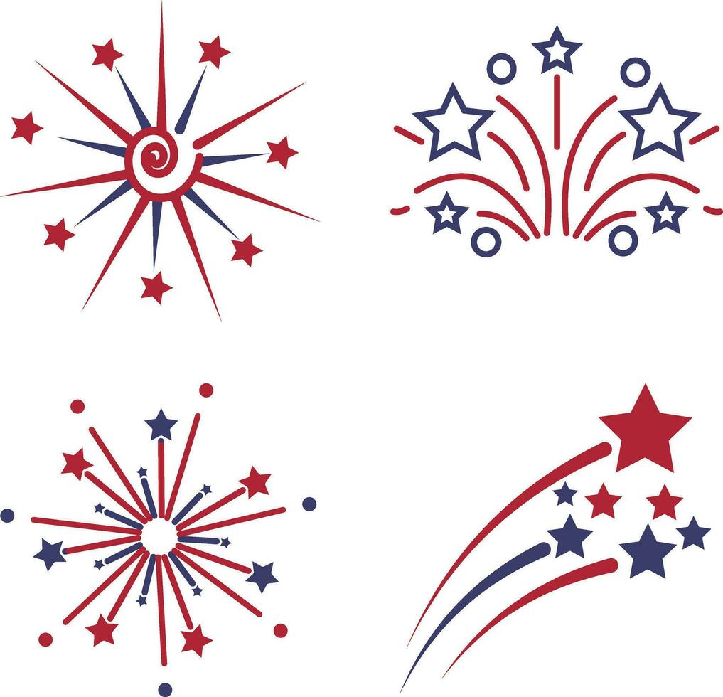 vuurwerk Verenigde Staten van Amerika onafhankelijkheid dag. feestelijk kunst voorwerp voor Verenigde Staten van Amerika onafhankelijkheid dag. Amerikaans nationaal viering ontwerp elementen. vector illustratie