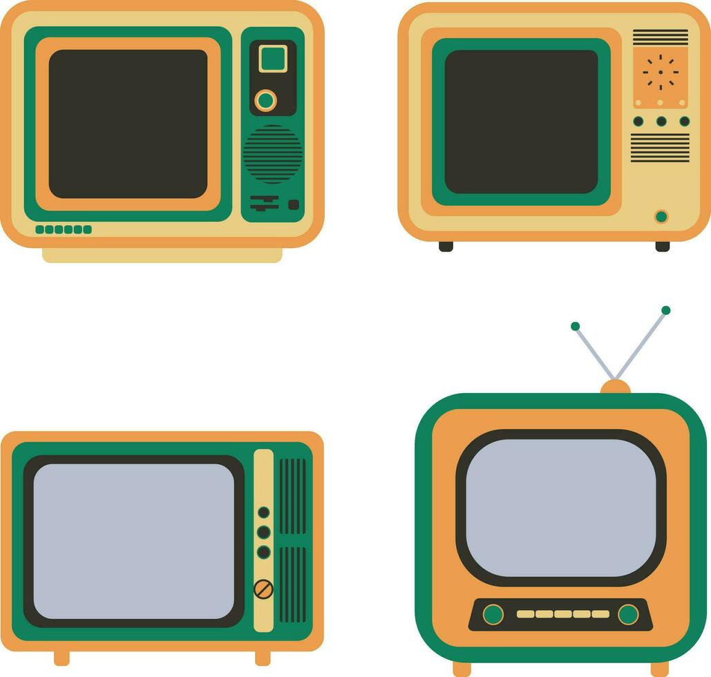 retro televisie digitale.evolutie van televisie, oud of retro en modern ontvangers Aan wit achtergrond. vector illustratie