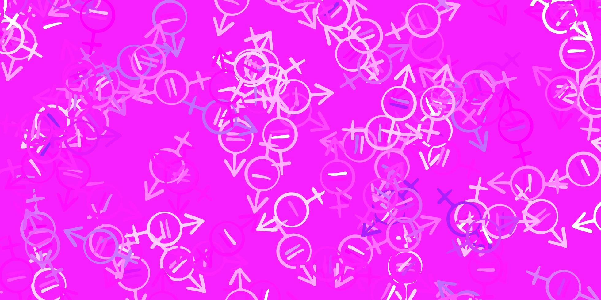 lichtpaars roze vectorpatroon met feminisme-elementen vector