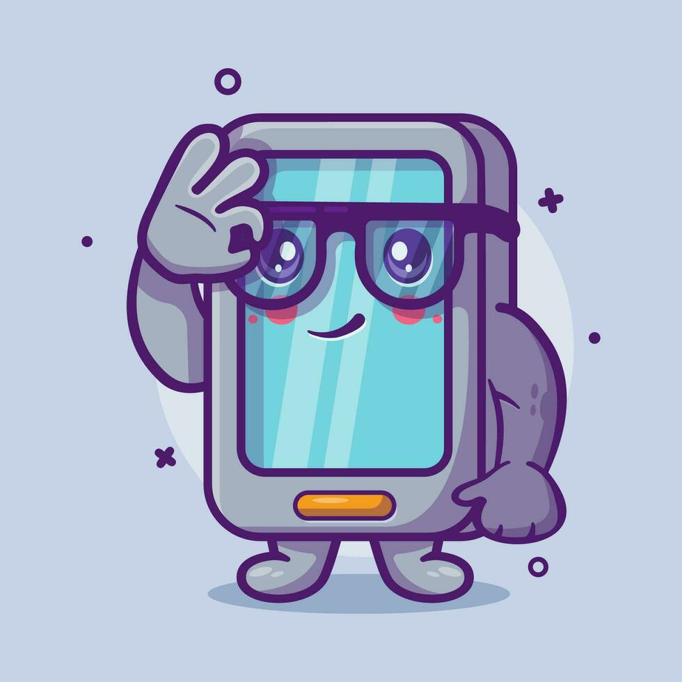 grappig smartphone karakter mascotte met OK teken hand- gebaar geïsoleerd tekenfilm in vlak stijl ontwerp vector