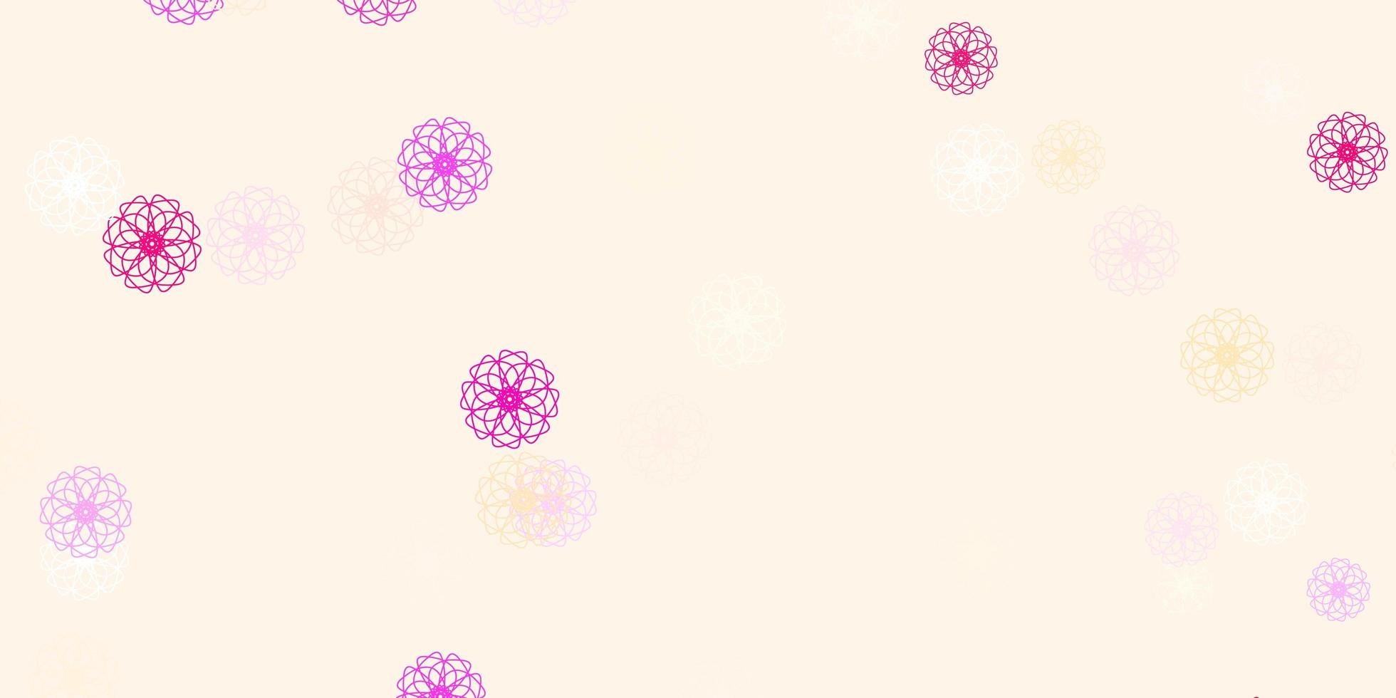 licht roze gele vector doodle sjabloon met bloemen