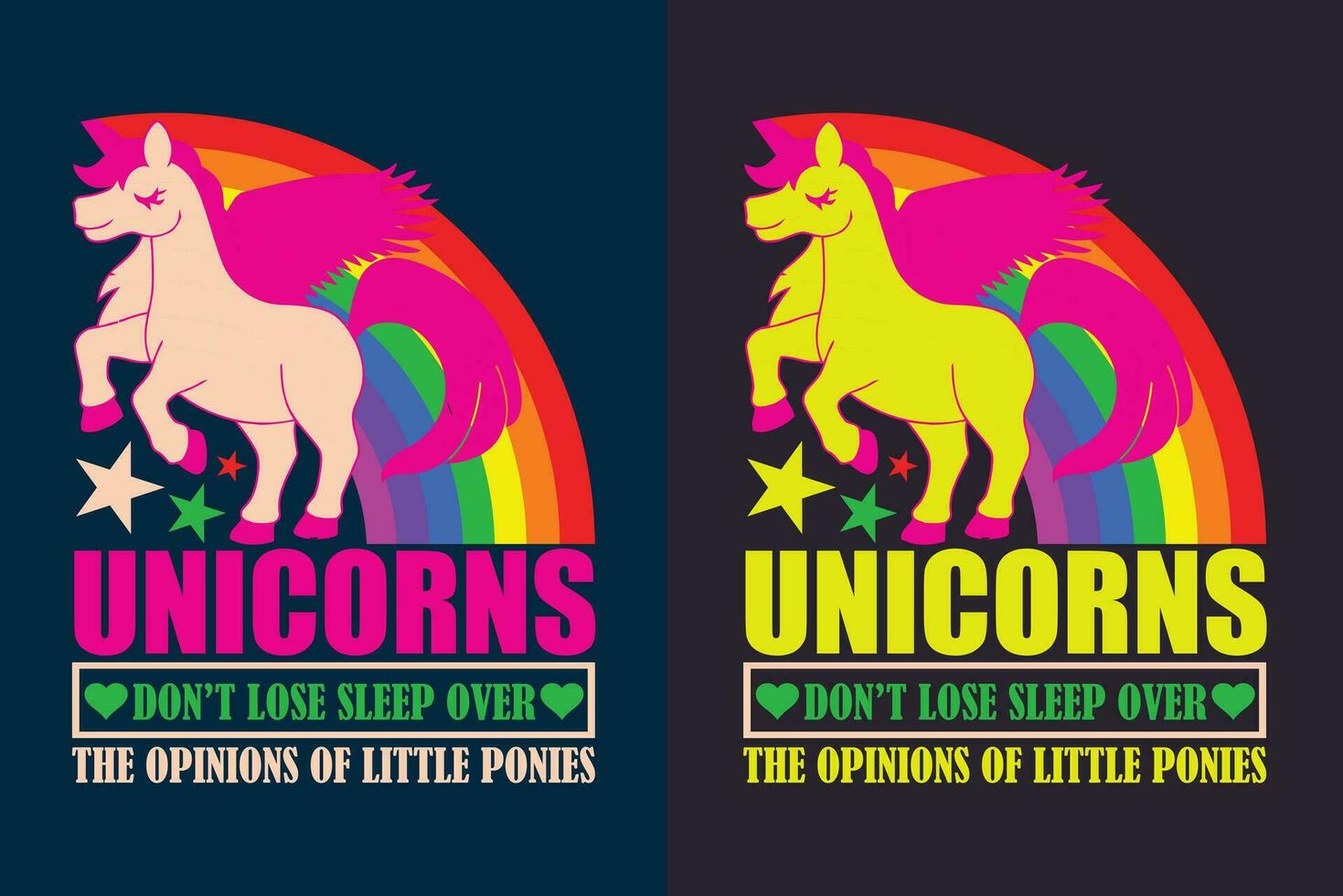 eenhoorns niet doen verliezen slaap over- de meningen van weinig pony's, eenhoorn ploeg, dier minnaar shirt, mijn geest dier, eenhoorn t-shirt, kinderen t-shirt, regenboog shirt, geschenk voor eenhoorn minnaar vector