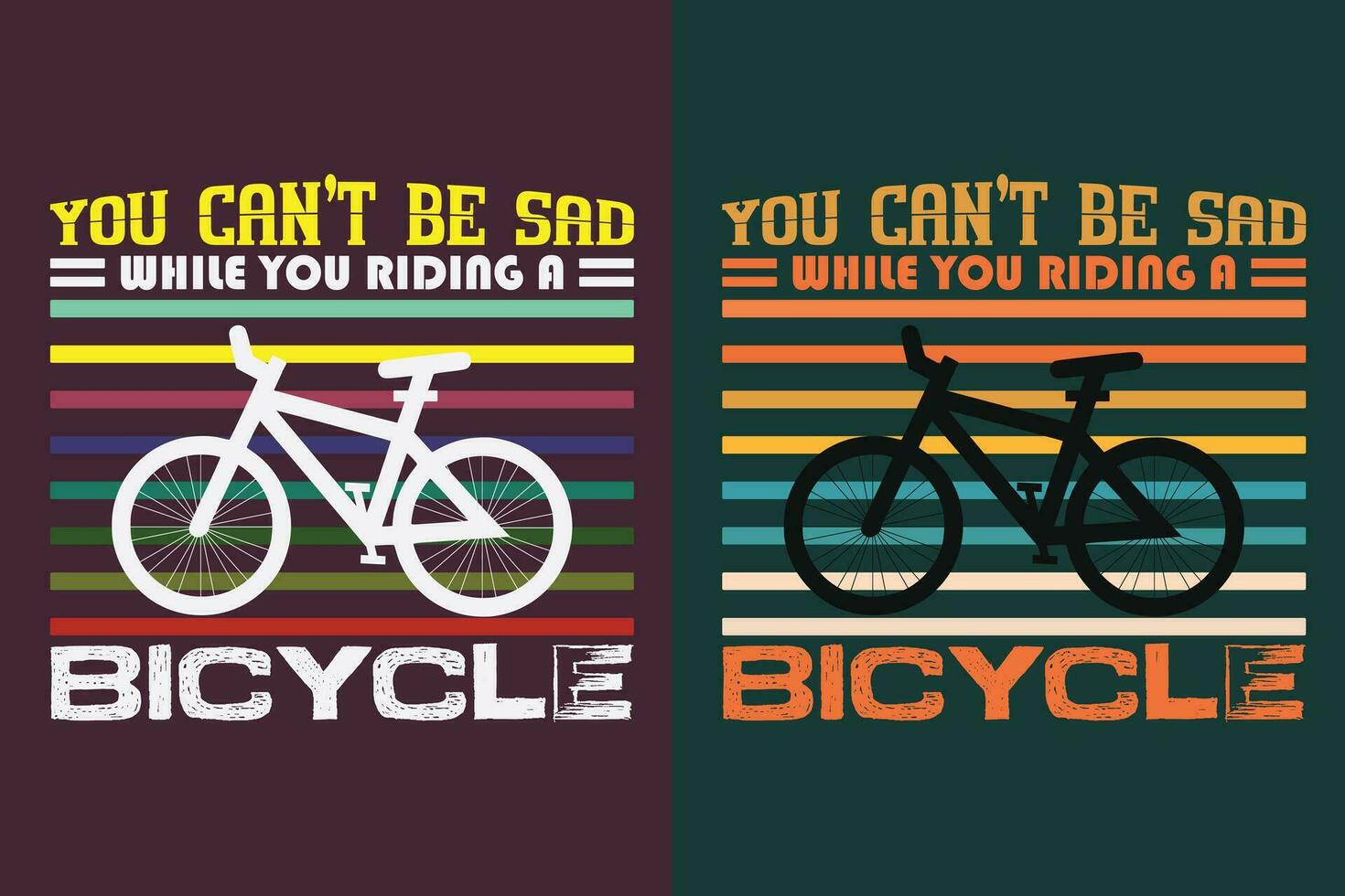 u kan niet worden verdrietig terwijl u rijden een fiets, fiets shirt, geschenk voor fiets rijden, fietser geschenk, fiets kleding, fiets minnaar shirt, wielersport shirt, fietsen geschenk, fietsen overhemd vector