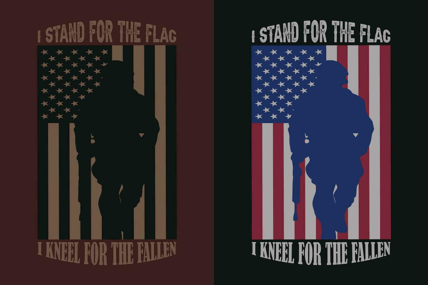 ik staan voor de vlag ik knielen voor de gevallen, veteraan minnaar shirt, leger shirt, 4e van juli, leger veteraan vlag t-shirts, veteraan Verenigde Staten van Amerika leger, veteraan vader opa, gedenkteken dag geschenk, ons veteraan vector