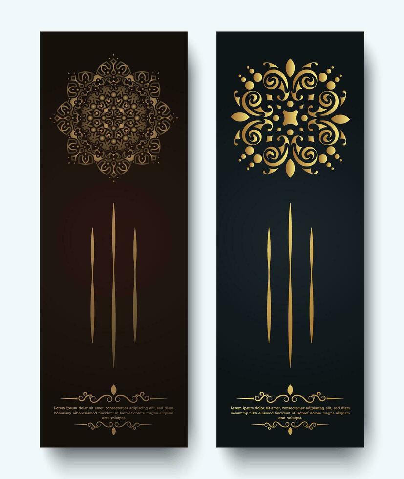 luxe mandala decoratieve kaart in gouden kleur vector