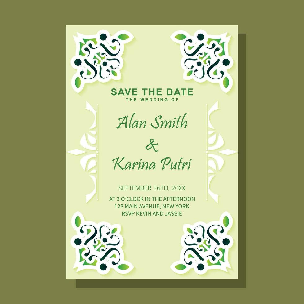 bruiloft uitnodiging kaart met bloemen patroon vector
