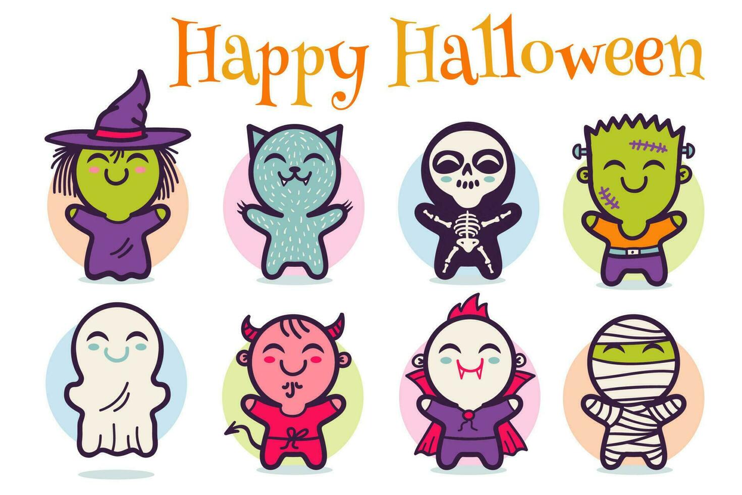 vector halloween monsters.