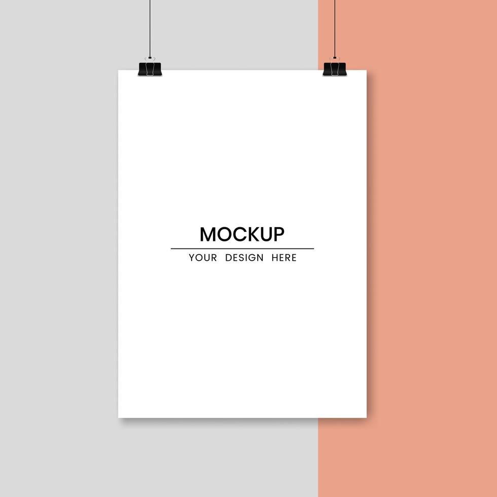 blanco hangende mockupsjabloon voor wit papier vector