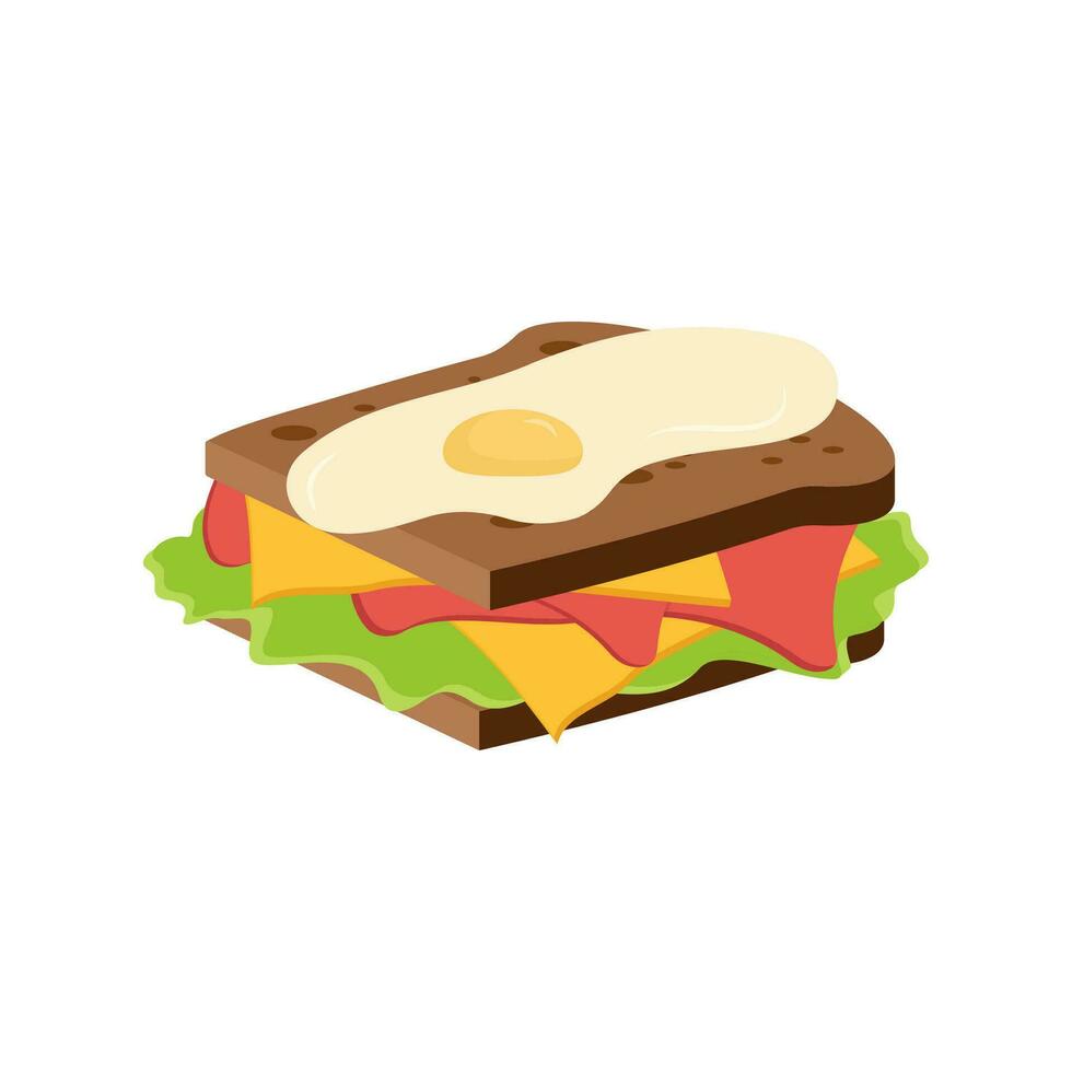 Sandwich. tussendoortje snel voedsel. gehaktbal sub, inpakken en traditioneel ham en kaas Aan geroosterd brood. vector klem kunst illustratie.