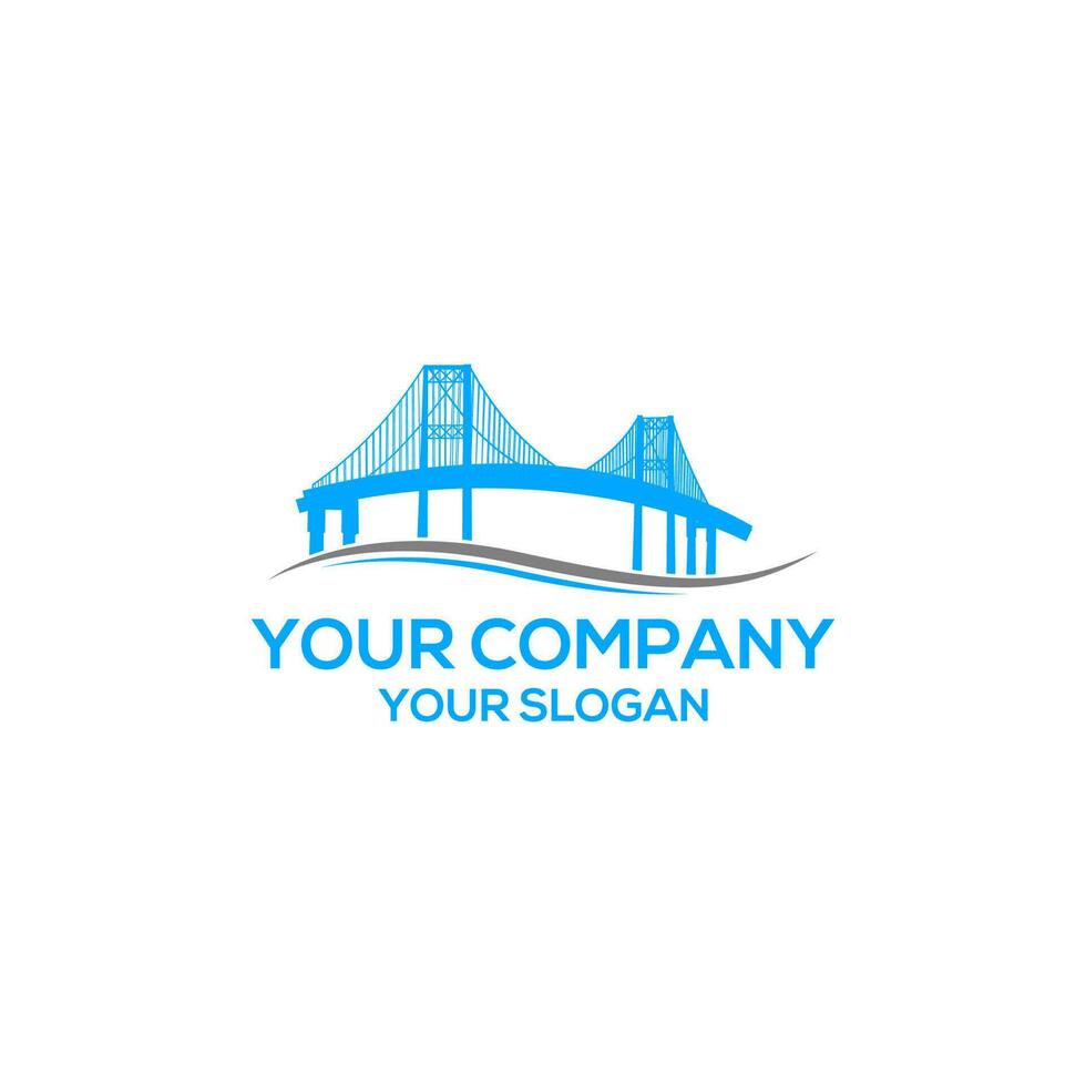 gemakkelijk blauw brug logo ontwerp vector