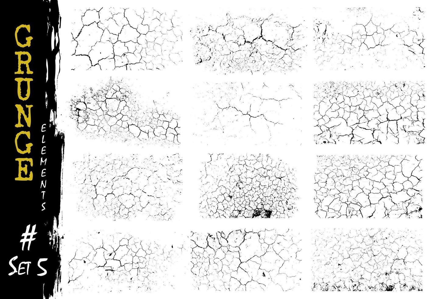 set van grunge ontwerp barst textuur achtergrond. elementen vector. vector