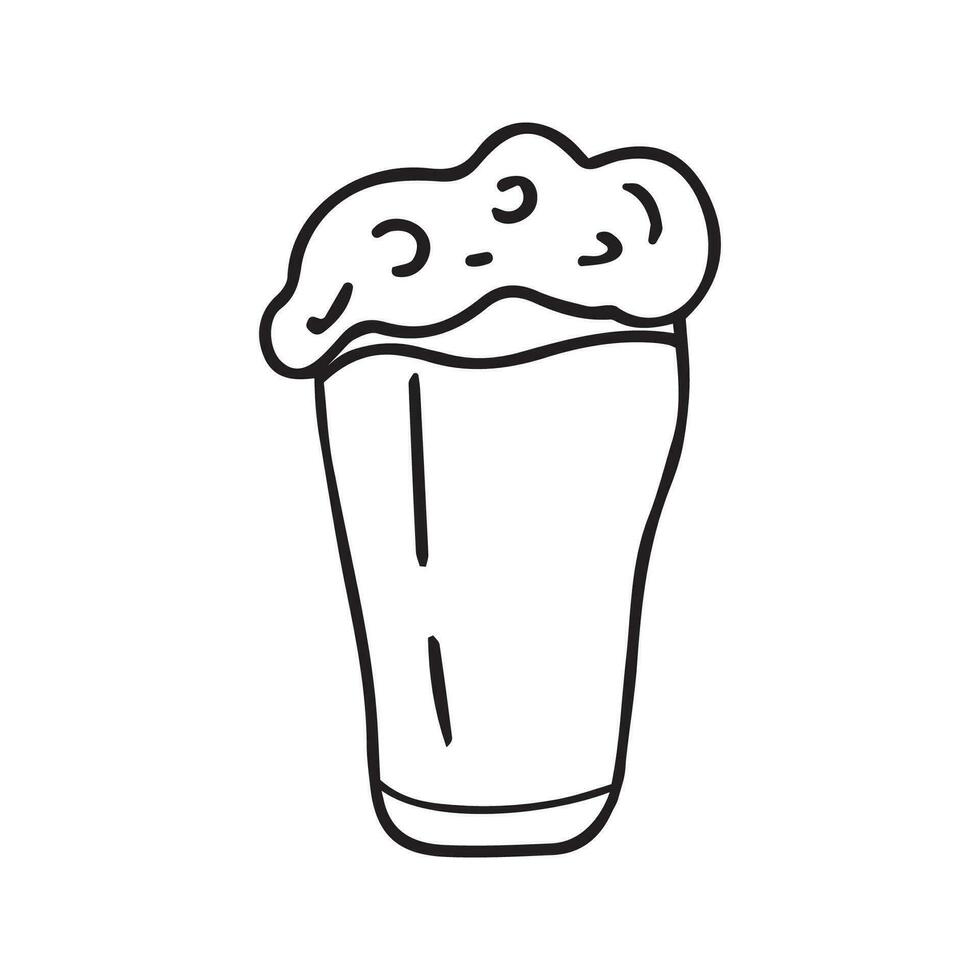 hand- getrokken vector illustratie van een glas van bier