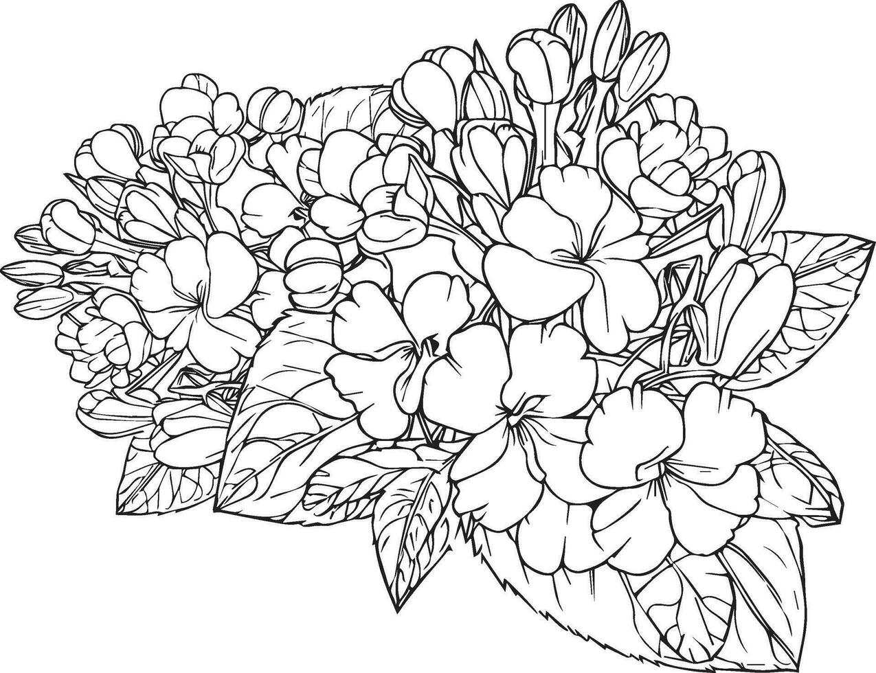 sleutelbloem bloem vector kunst, elementen zomer verzameling, hand geschilderd sleutelbloem kleur Pagina's, vector schetsen, potlood kunst primula bloem, wijnoogst bloemen ontwerp wilde bloemen met kleur boek voor volwassenen,