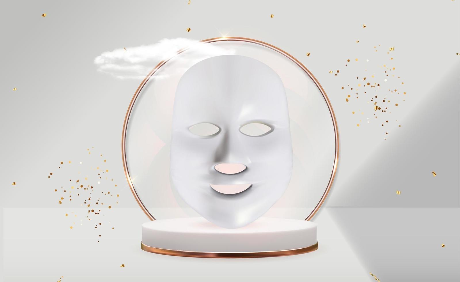 led cosmetisch gezichtsmasker en crème fles. anti-aging gadget voor thuiszorg vector