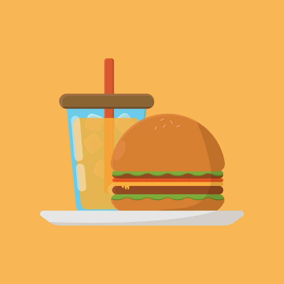 hamburger en sap vector illustratie