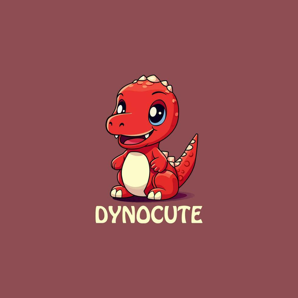 schattig tekenfilm aanbiddelijk rood dinosaurus. schattig griezelig dinosaurus mascotte logo vector illustratie