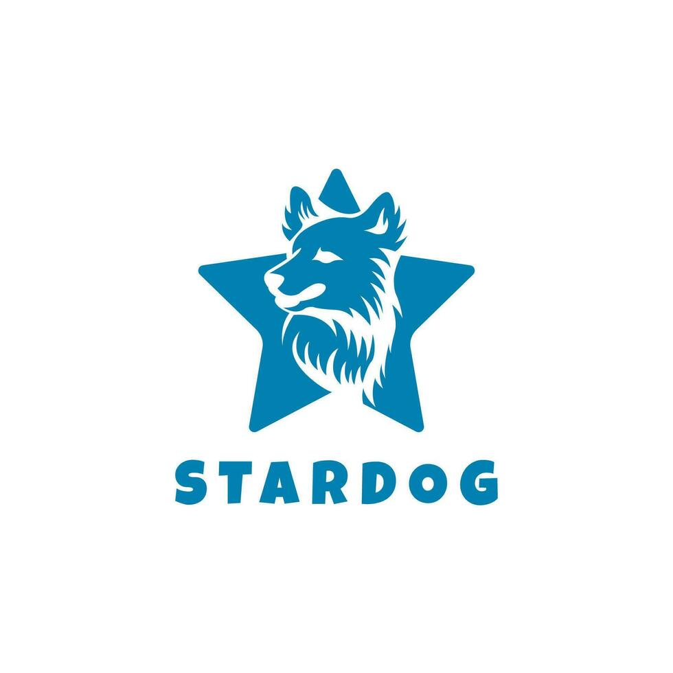 ster hond icoon logo ontwerp sjabloon. silhouet van een hond in een ster logo vector illustratie