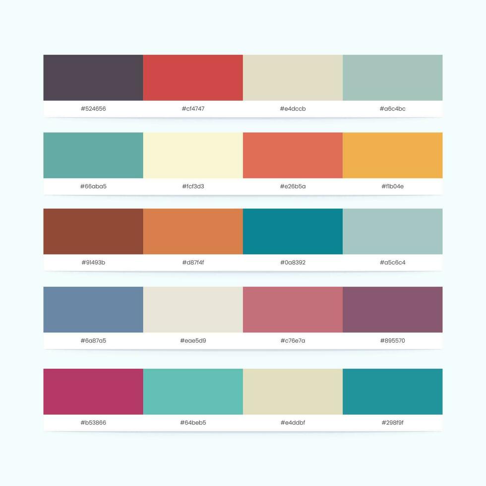 retro wijnoogst kleur paletten met kleur codes vector