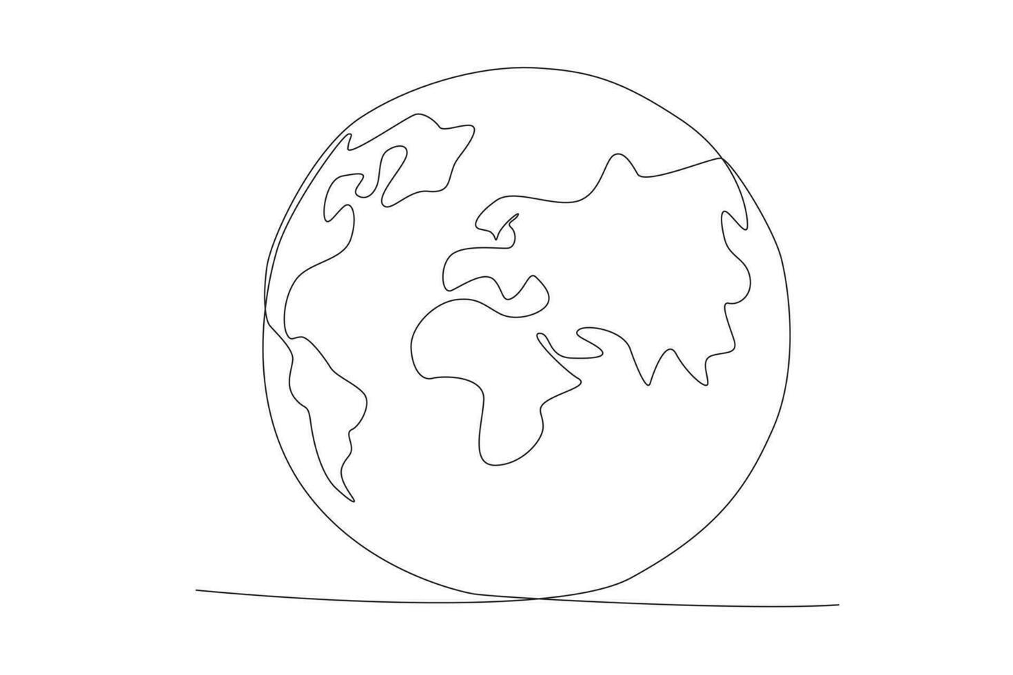 planeet aarde. single doorlopend lijn ronde globaal kaart aardrijkskunde grafisch icoon. gemakkelijk een lijn trek tekening voor onderwijs concept. geïsoleerd vector illustratie minimalistische ontwerp.