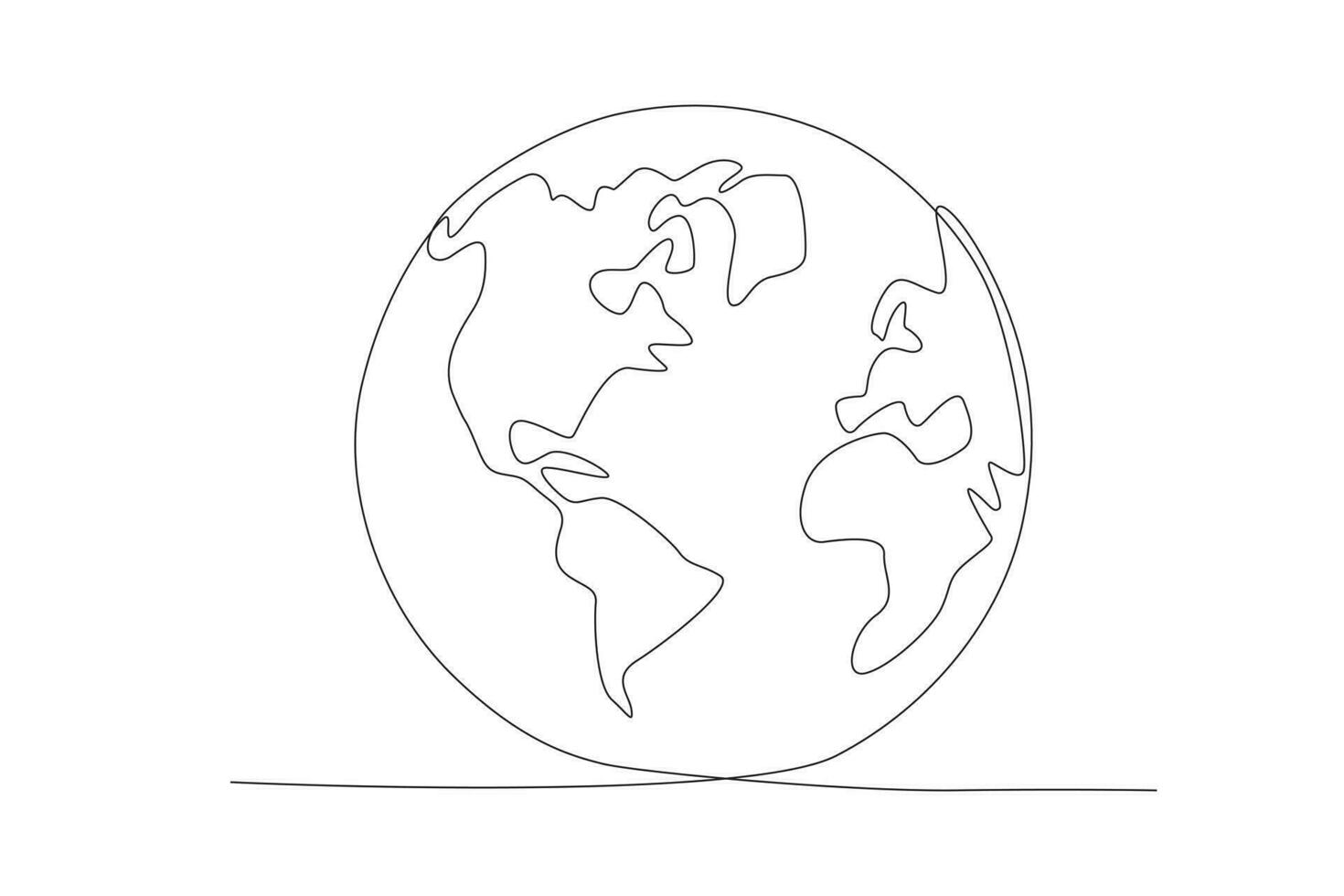 aarde wereldbol wereld kaart. single doorlopend lijn ronde globaal kaart aardrijkskunde grafisch icoon. gemakkelijk een lijn trek tekening voor onderwijs concept. geïsoleerd vector illustratie minimalistische ontwerp.