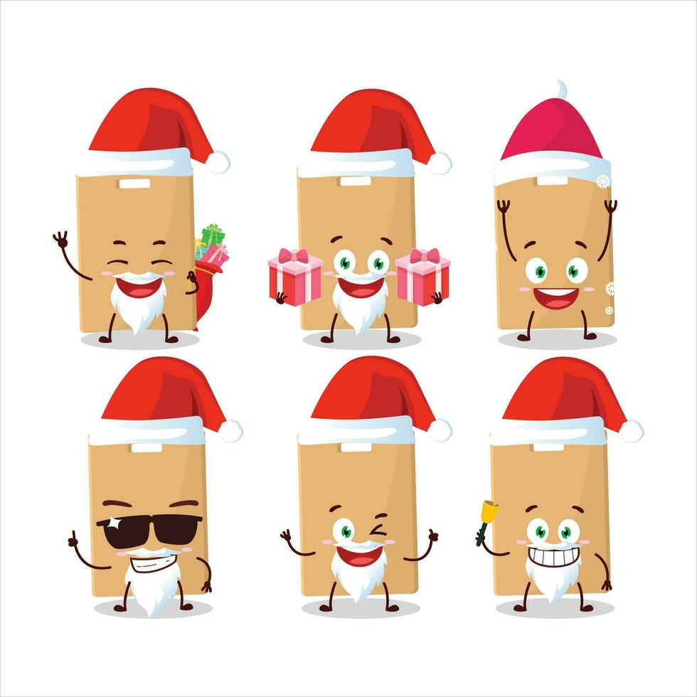 de kerstman claus emoticons met voedsel zak tekenfilm karakter vector