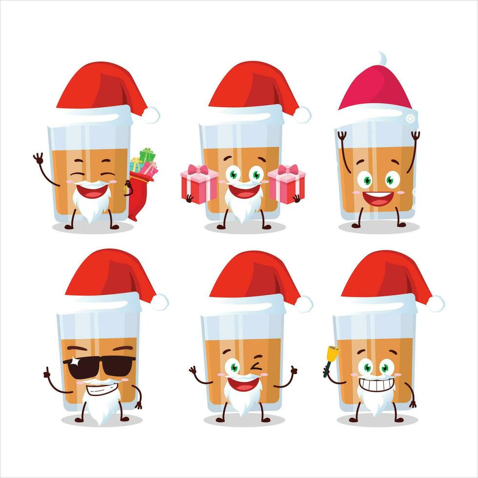 de kerstman claus emoticons met glas van chocolaatjes tekenfilm karakter vector