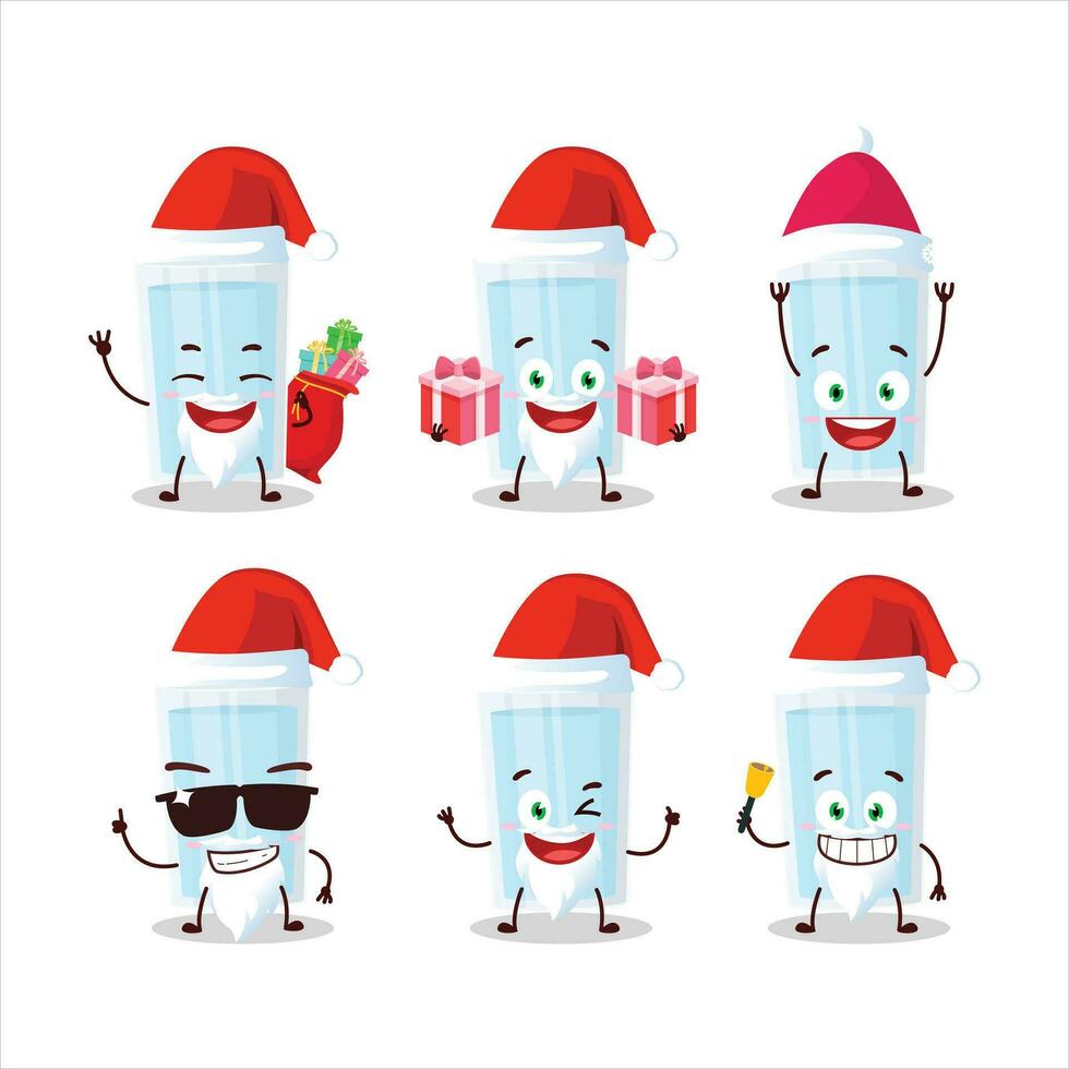 de kerstman claus emoticons met glas van water tekenfilm karakter vector