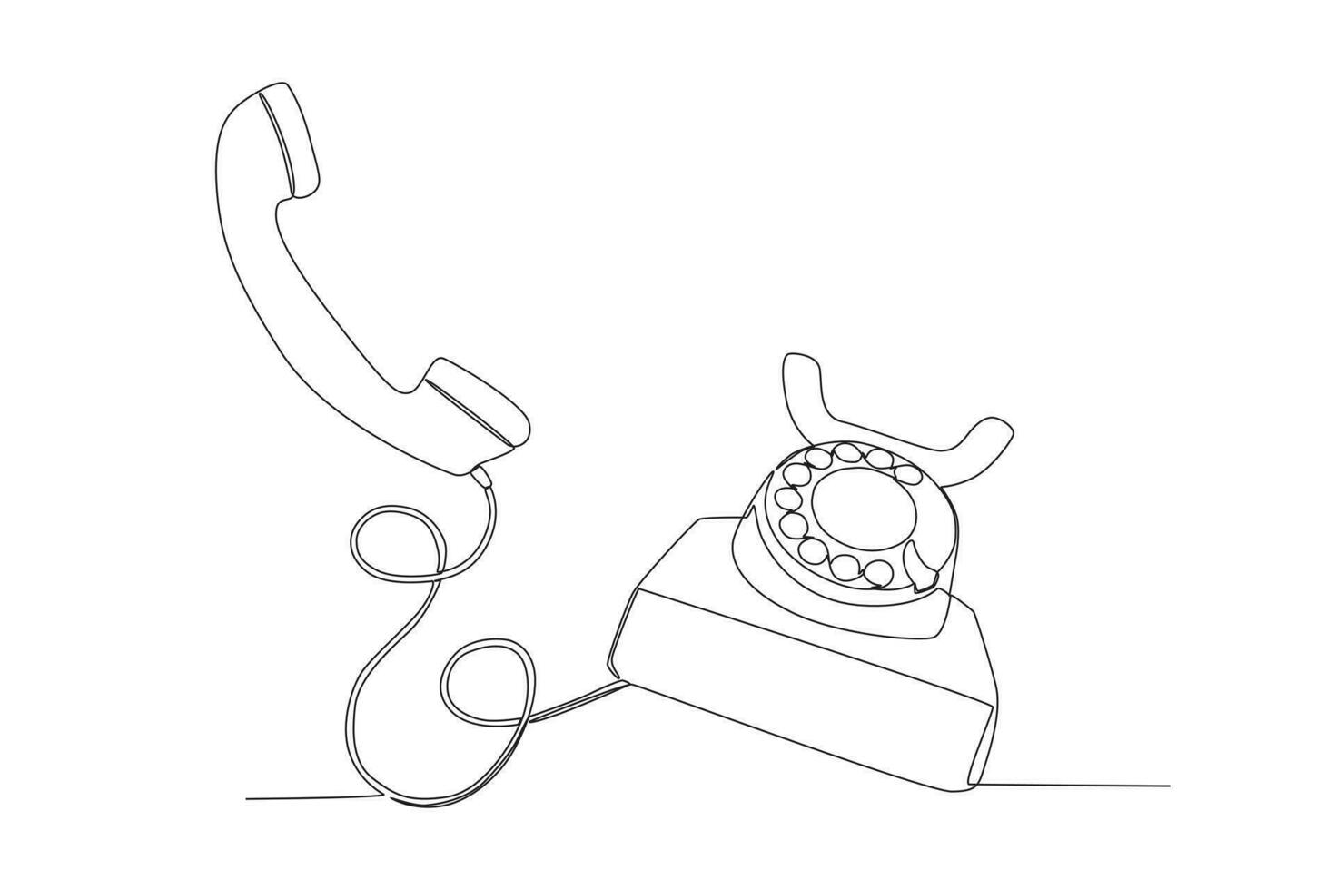 een doorlopende lijntekening van oude vintage antieke analoge bureautelefoon om te communiceren. retro klassiek telecommunicatieapparaat concept enkele lijn tekenen grafisch ontwerp vectorillustratie vector