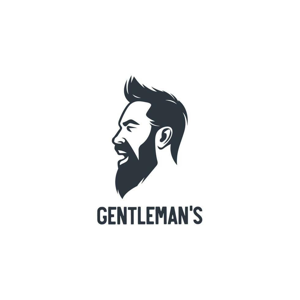 Mens met baard icoon logo ontwerp sjabloon. baard Mens kapper winkel geïsoleerd wijnoogst etiket insigne embleem vector illustratie