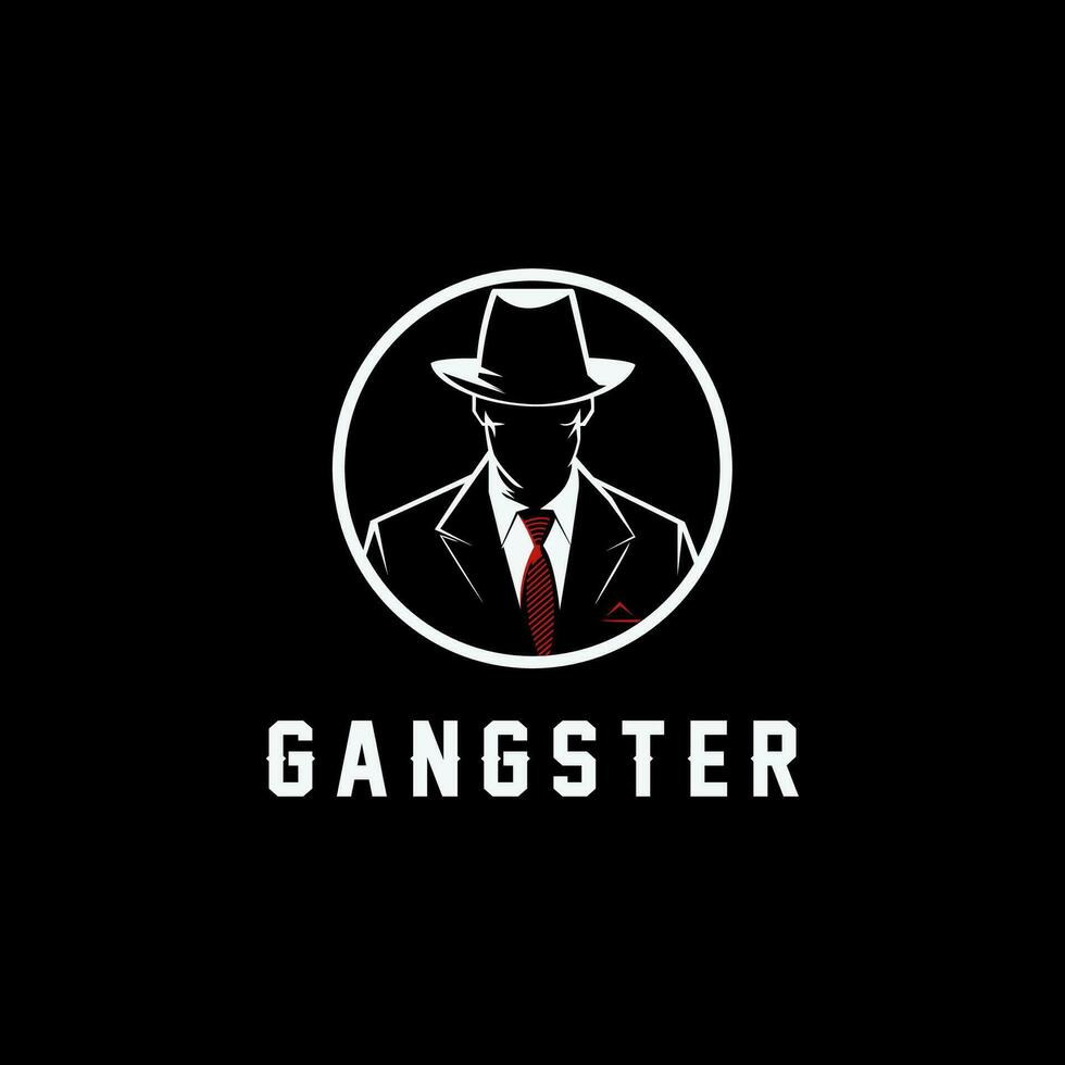 detective logo ontwerp icoon. maffia gangster crimineel Mens logo ontwerp sjabloon vector icoon illustratie