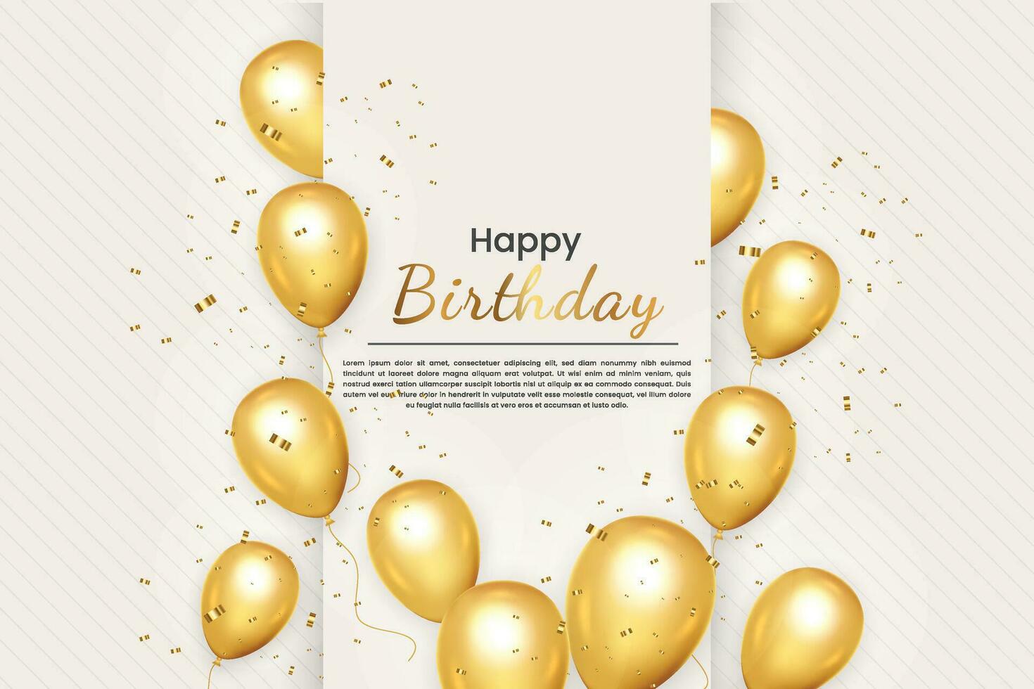 verjaardag wens met realistisch gouden ballon reeks met gouden gekonfijte ballon vector