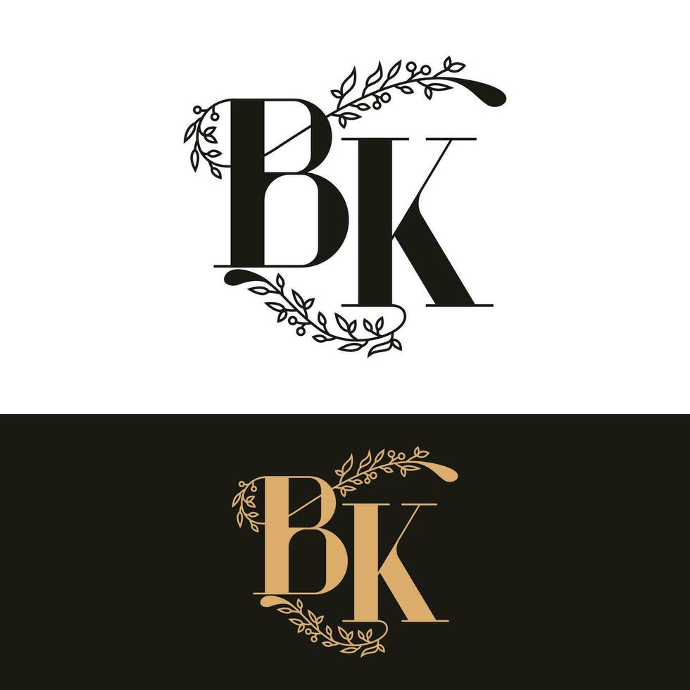 hand getekend bruiloft monogram bk logo vector