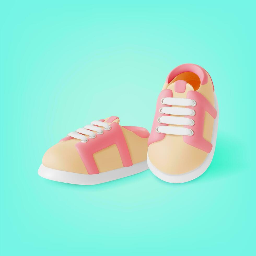 3d paar- baby schoenen schoenen tekenfilm stijl. vector