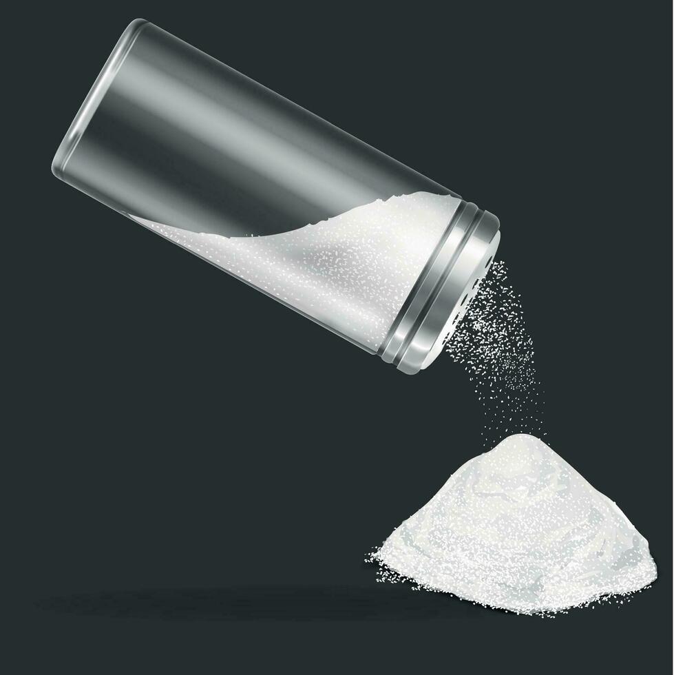 realistisch gedetailleerd 3d transparant glas zout shaker. vector