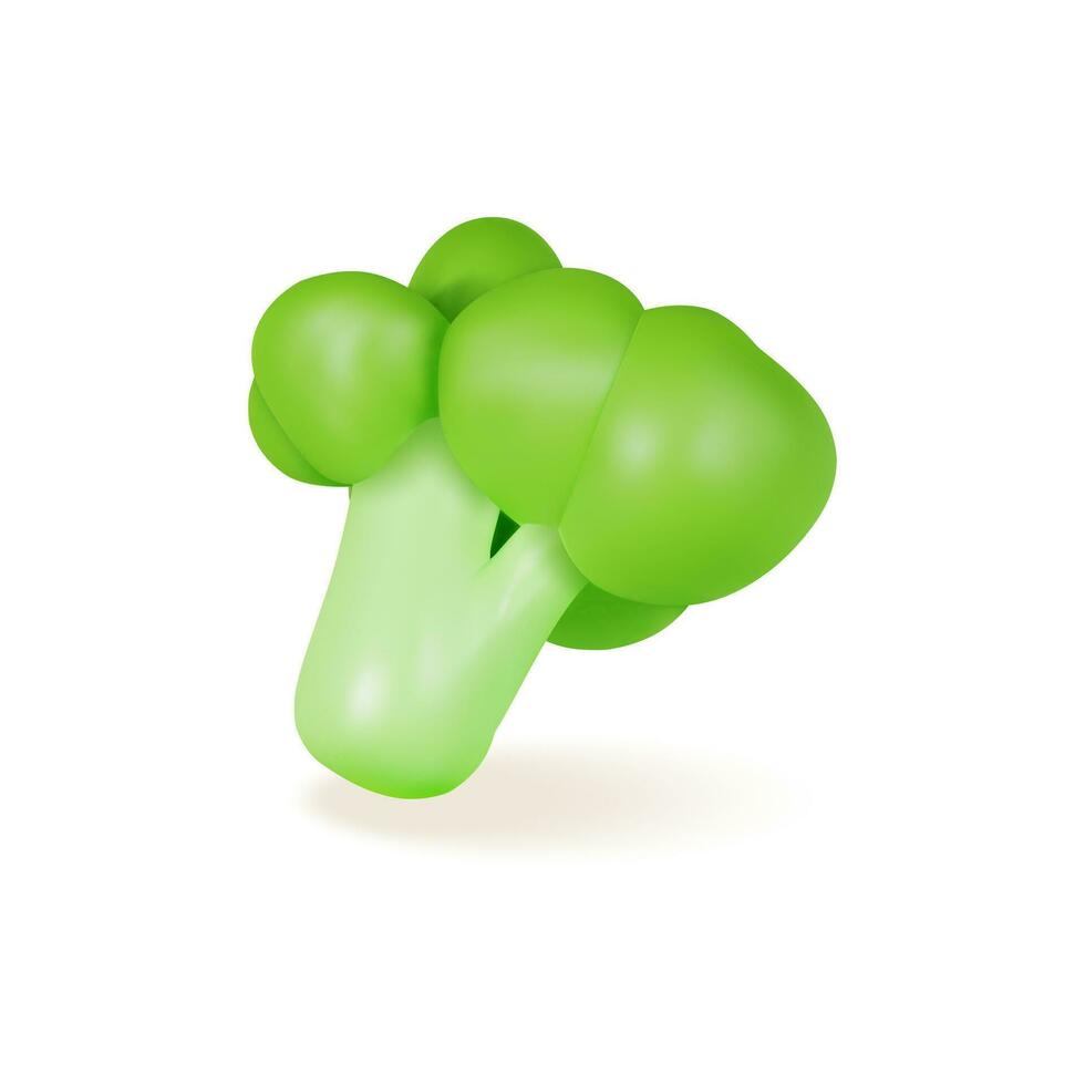 3d vers groente geheel broccoli concept tekenfilm stijl. vector