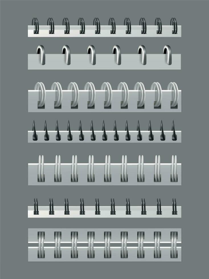 realistisch gedetailleerd 3d verschillend metaal bindmiddel set. vector