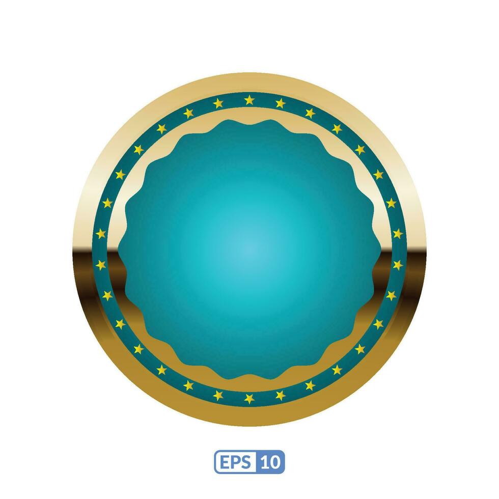 goud kader cirkel vormig lucht blauw insigne eps10. vector