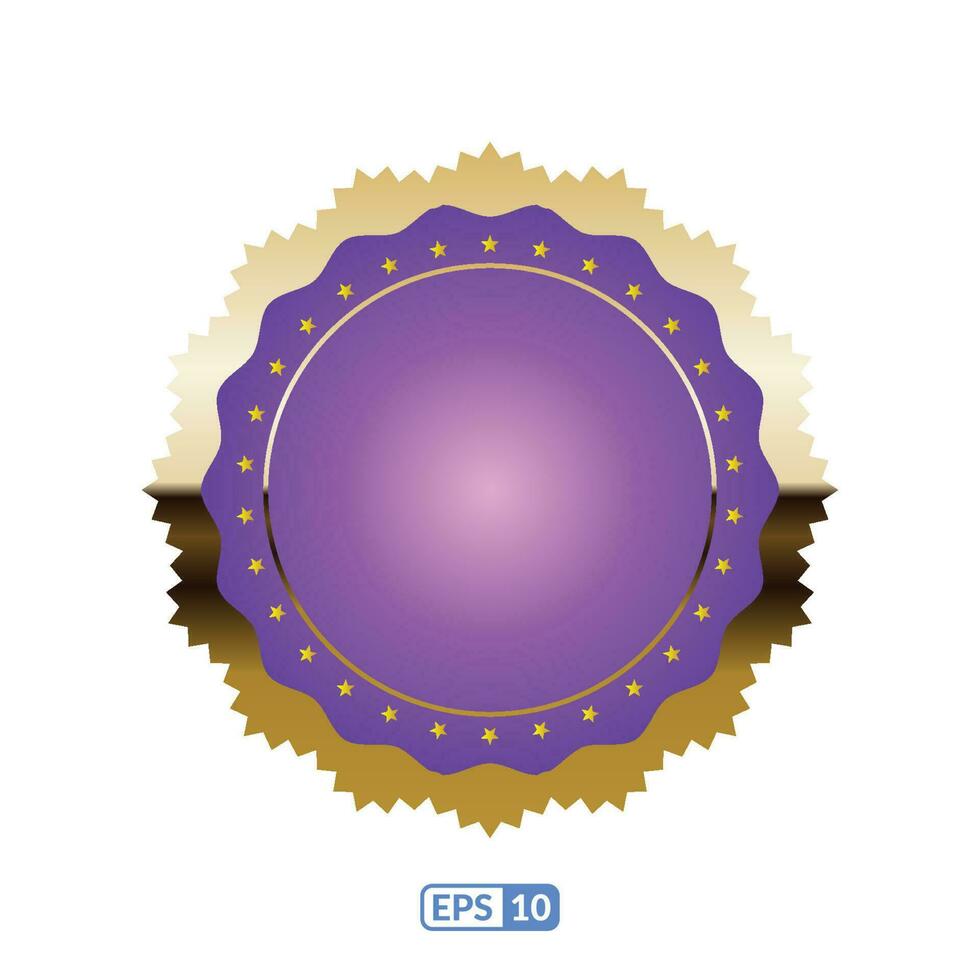 zigzag goud kader ronde paars insigne eps10. vector