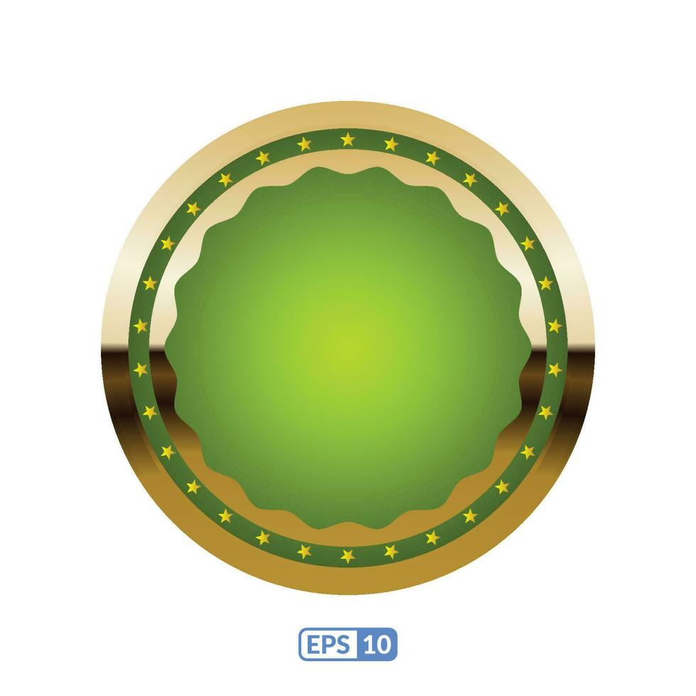 goud kader cirkel vormig limoen groen kenteken. vector