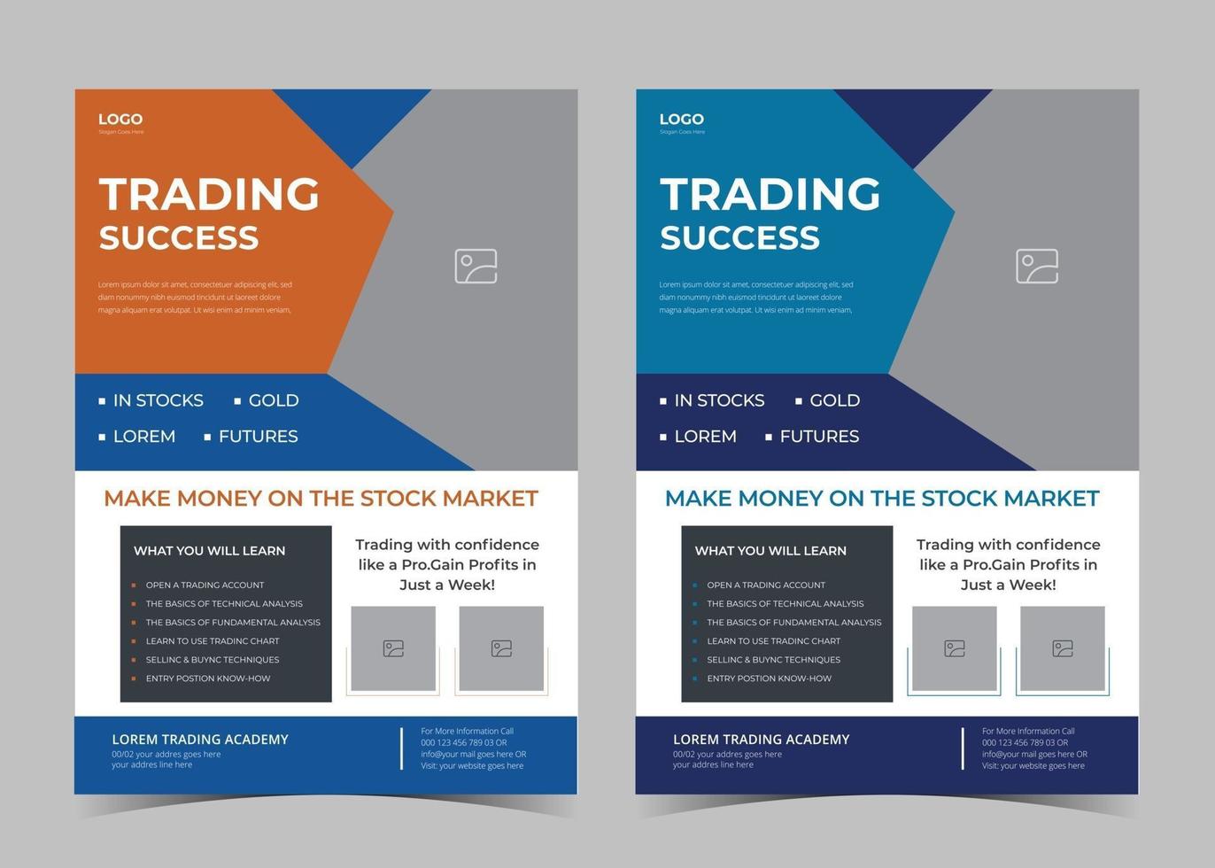 sjabloon voor financiële handel folder. ontwerp van handelsnetwerkfolders. postersjabloon voor beleggingsdiensten vector