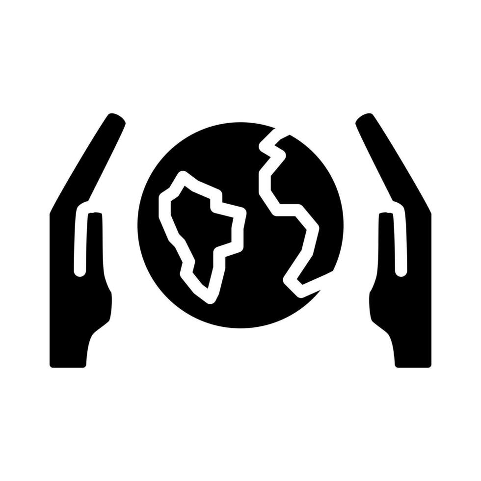 opslaan aarde zwart glyph icoon. planeet bescherming. milieu behoud. duurzame wereld. milieuvriendelijk samenleving. silhouet symbool Aan wit ruimte. solide pictogram. vector geïsoleerd illustratie