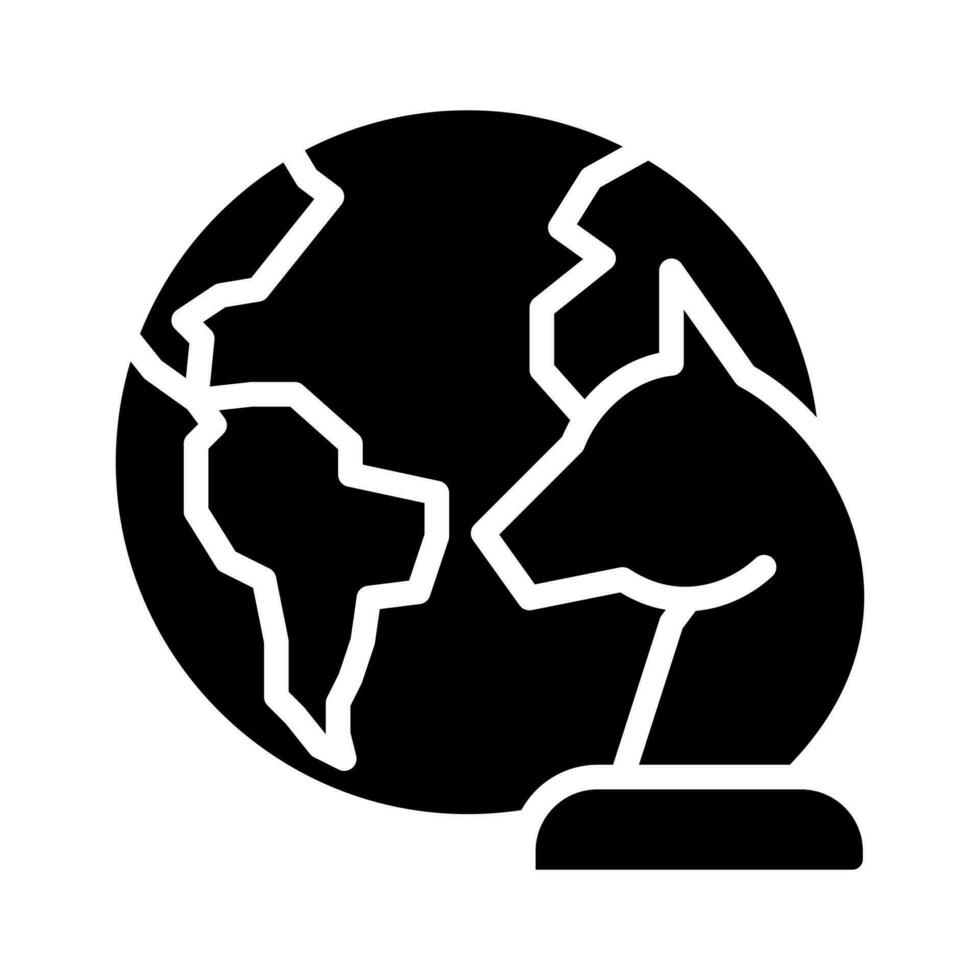 geopolitiek zwart glyph icoon. Internationale bestuur. globaal diplomatie. wereld kaart. buitenlands relaties. silhouet symbool Aan wit ruimte. solide pictogram. vector geïsoleerd illustratie