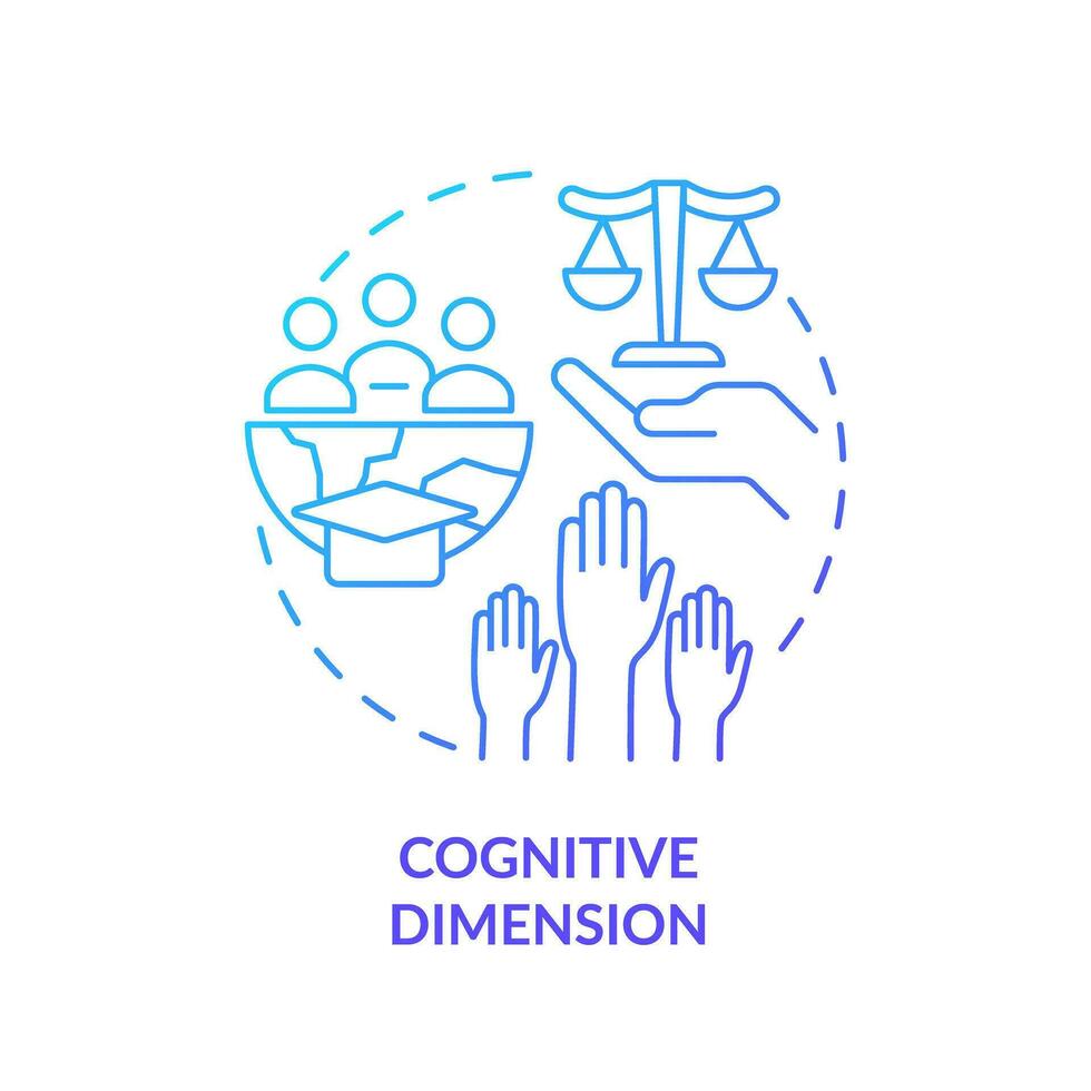 cognitief dimensie blauw helling concept icoon. begrip menselijk rechten. gcd domein van aan het leren abstract idee dun lijn illustratie. geïsoleerd schets tekening vector