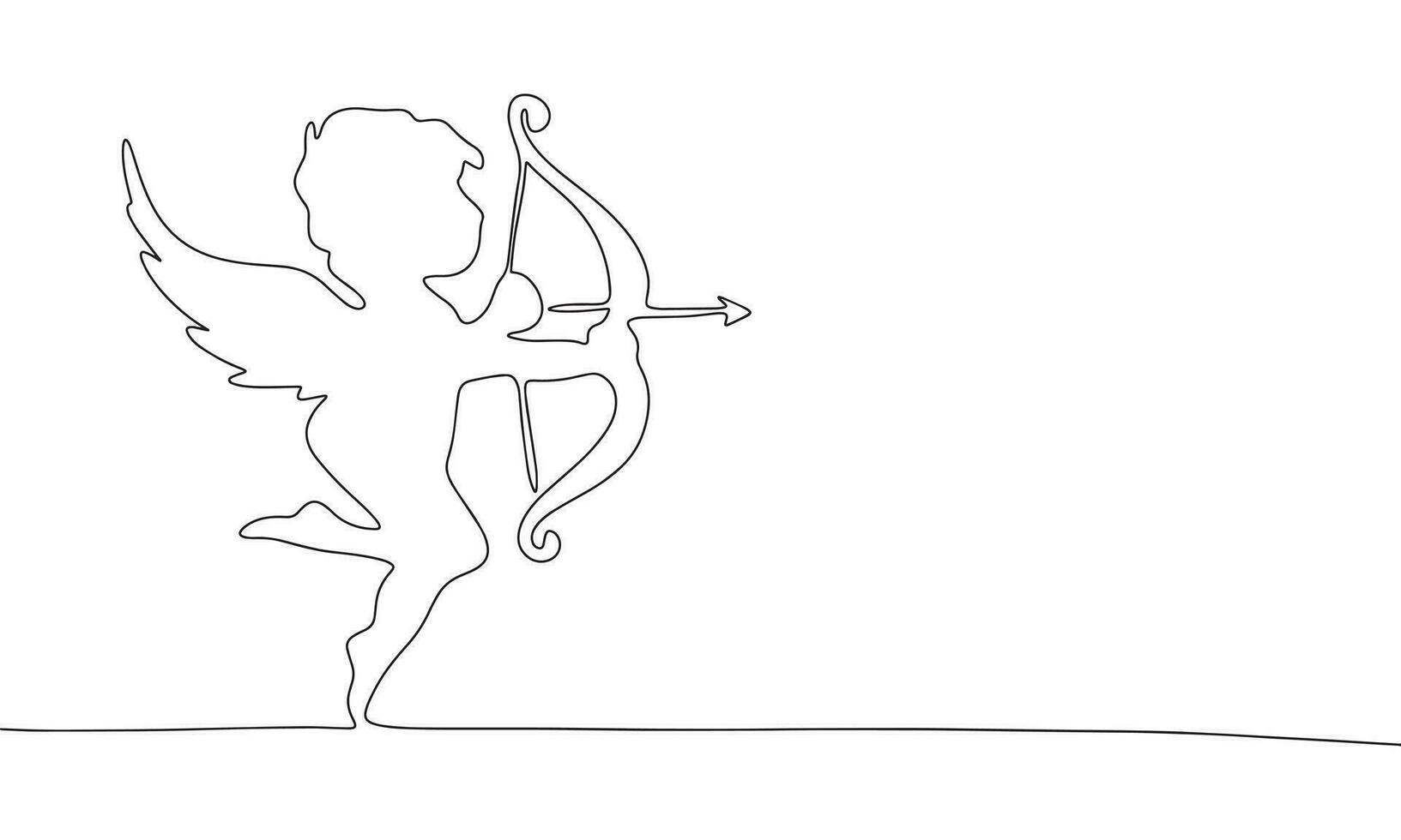 Cupido engel een lijn doorlopend vector illustratie. concept Valentijnsdag dag spandoek. lijn kunst, schets silhouet
