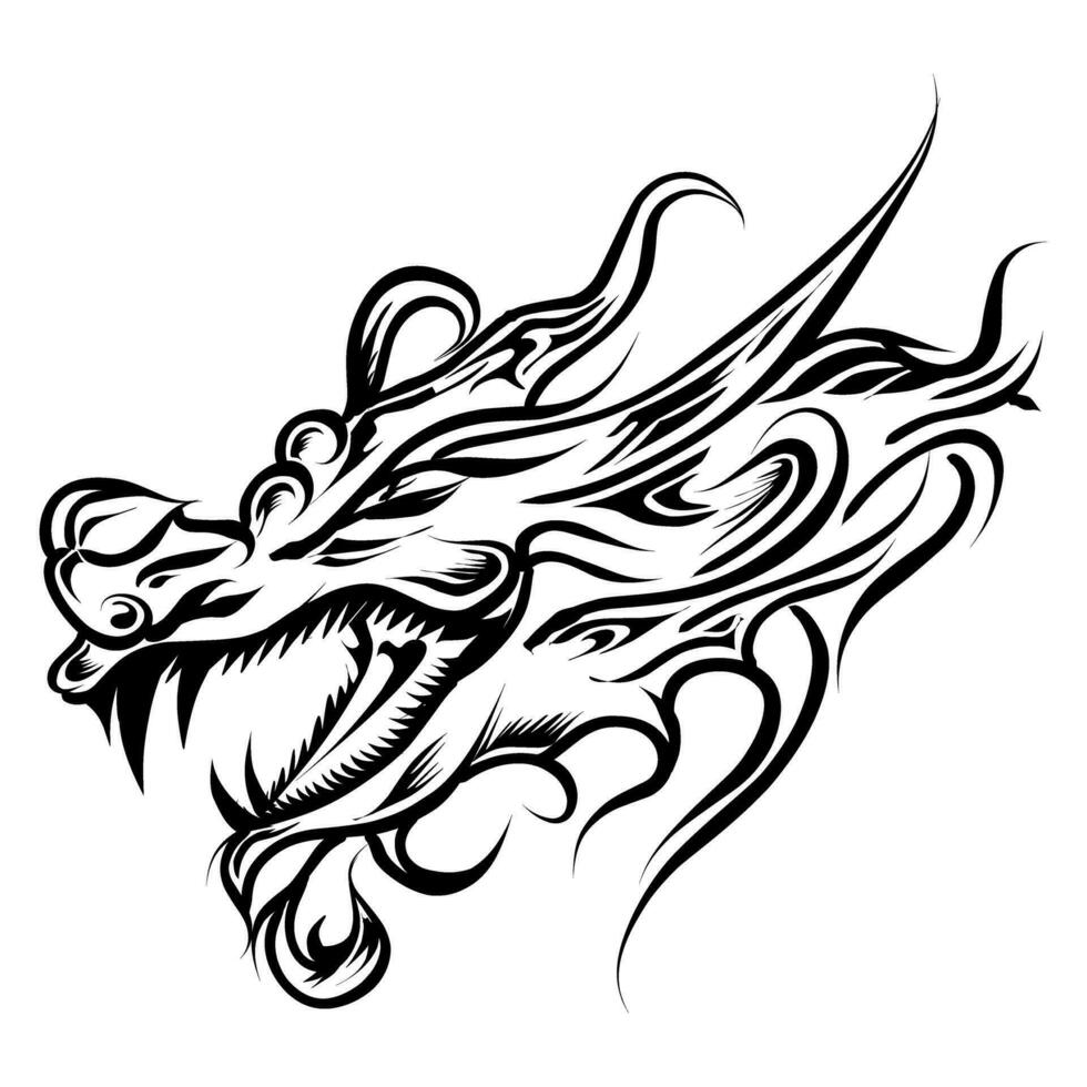 draak hoofd tribal tatoeëren illustratie vector