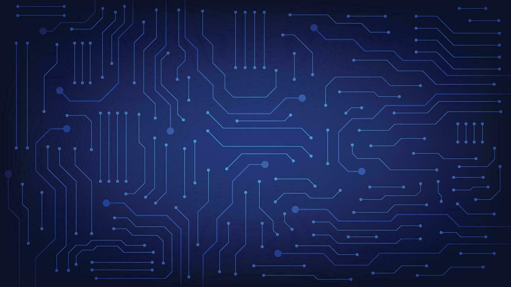 Hoi tech digitaal stroomkring bord. ai stootkussen en elektrisch lijnen verbonden Aan blauw verlichting achtergrond. futuristische technologie ontwerp element concept vector